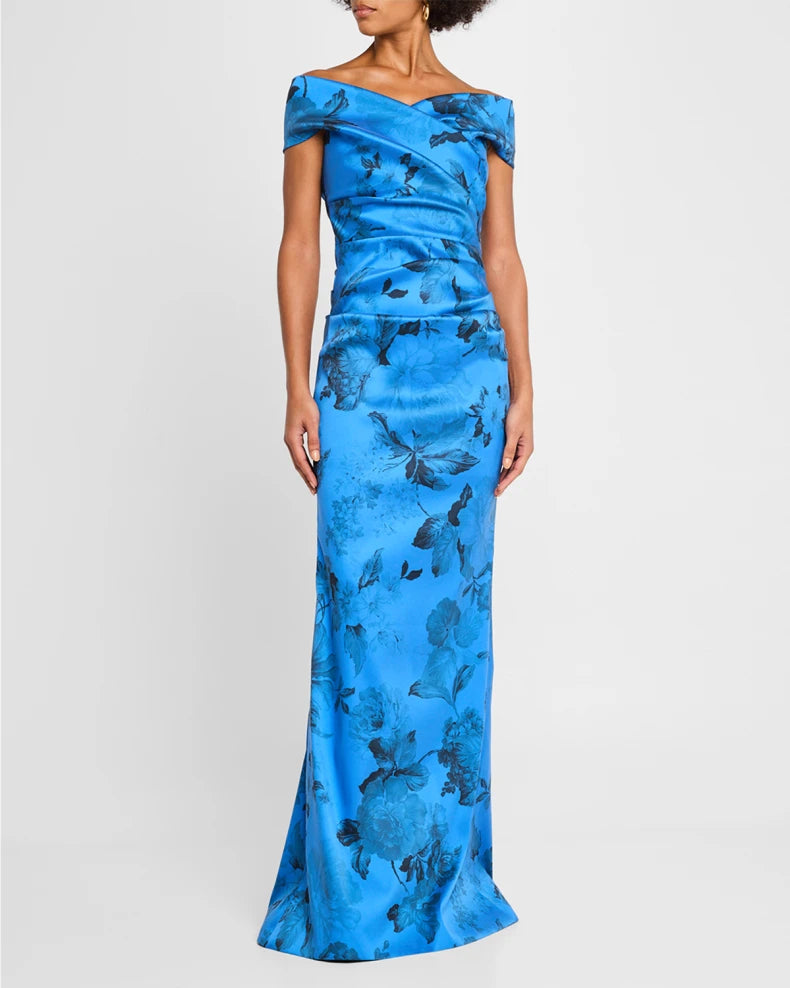 Off-Shoulder Gazar Column Gown Beautiful and charming simple and unique design