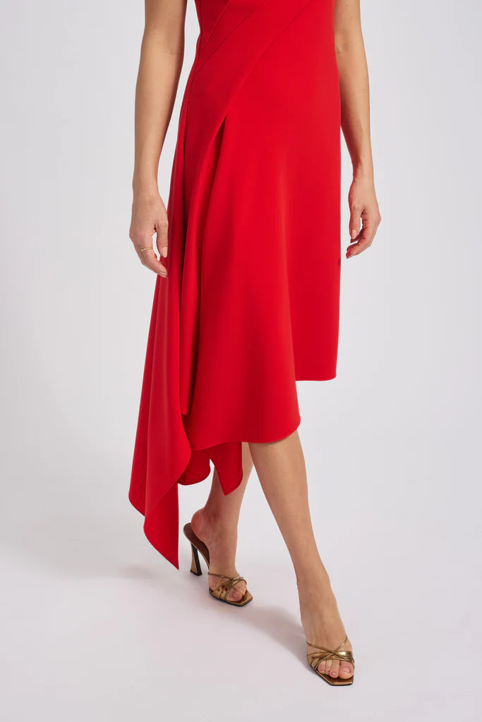 Italian stretch crepe asymmetric handkerchief strapless dress spheric beautiful and unique desig