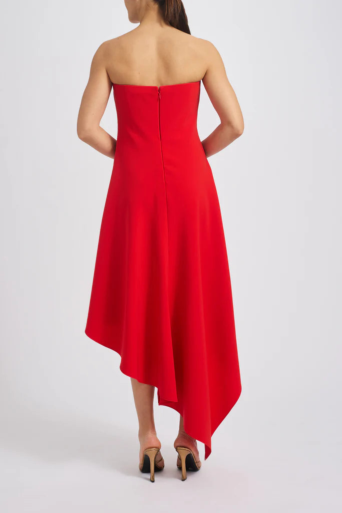 Italian stretch crepe asymmetric handkerchief strapless dress spheric beautiful and unique desig