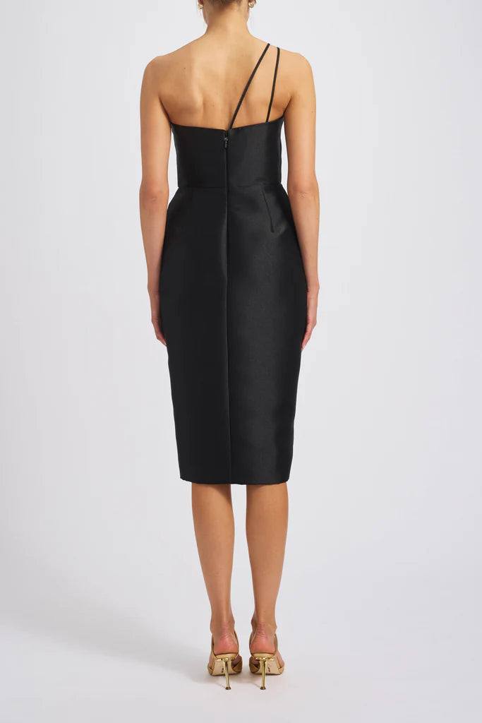 Mikado draped one shoulder wrap dress with looped bow detail Simple atmospheric beautiful and unique desig