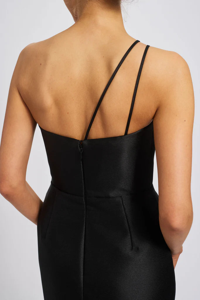 Mikado draped one shoulder wrap dress with looped bow detail Simple atmospheric beautiful and unique desig