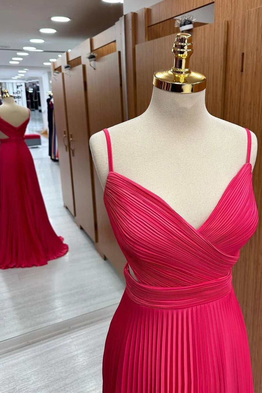 Surplice Neck Pleated Maxi DressHot Pink Simple gentle grand and beautiful