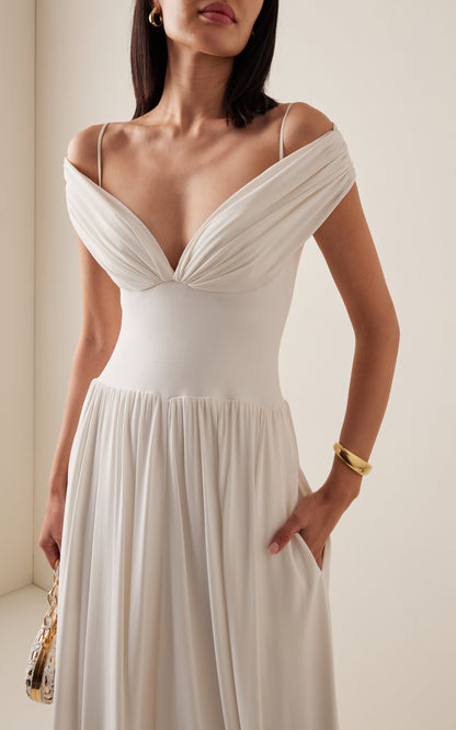 Amarantha Off-The-Shoulder Stretch-Jersey Maxi Dress Simple gentle beautiful and grand