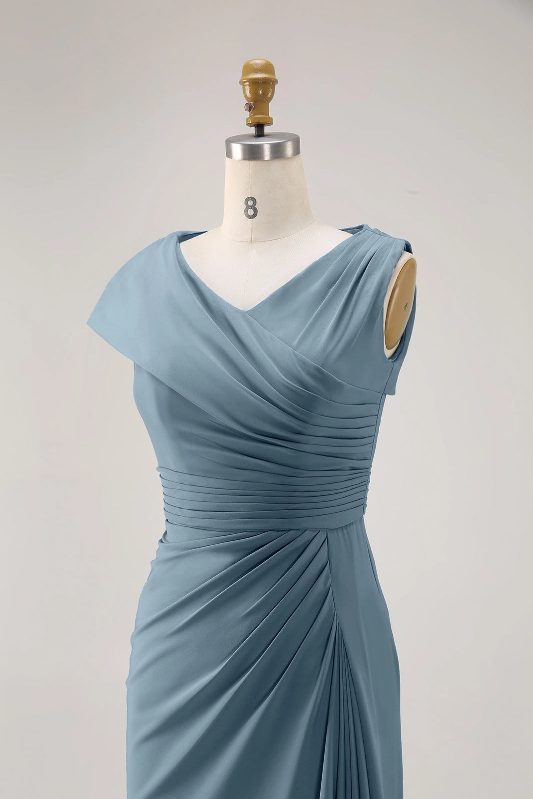 Simple beautiful generous and full of charm Prom Dress Wedding Guest Dresses Light Blue Pleated Maxi Mother of Bride Dresses