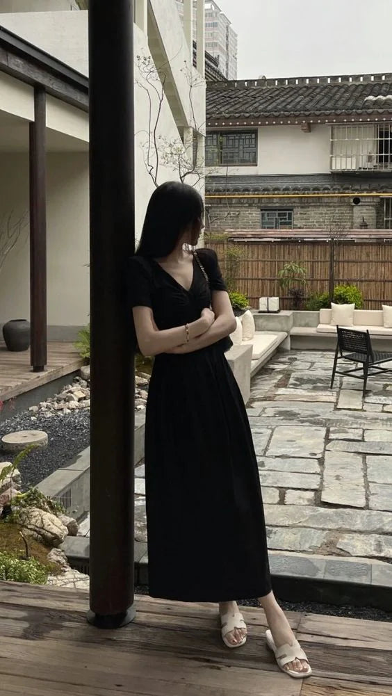 Women Black Casual Party Dress Prom Evening Dress