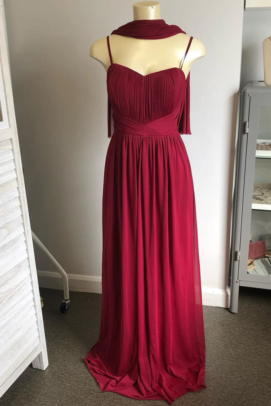 Convertible Burgundy Long Bridesmaid Dress