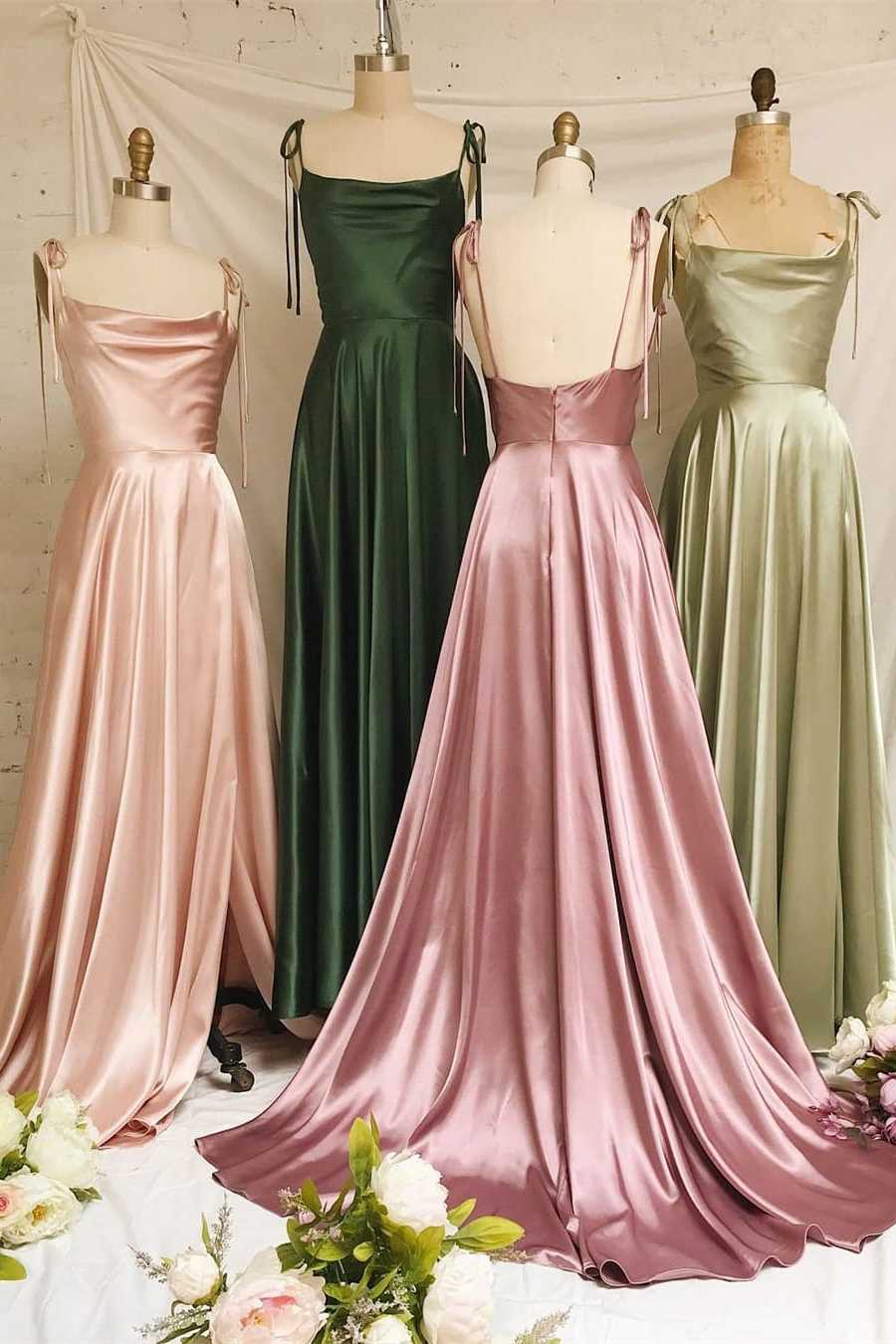 Sweet A-line Cowl Neck Silk Long Prom Dress Sweet