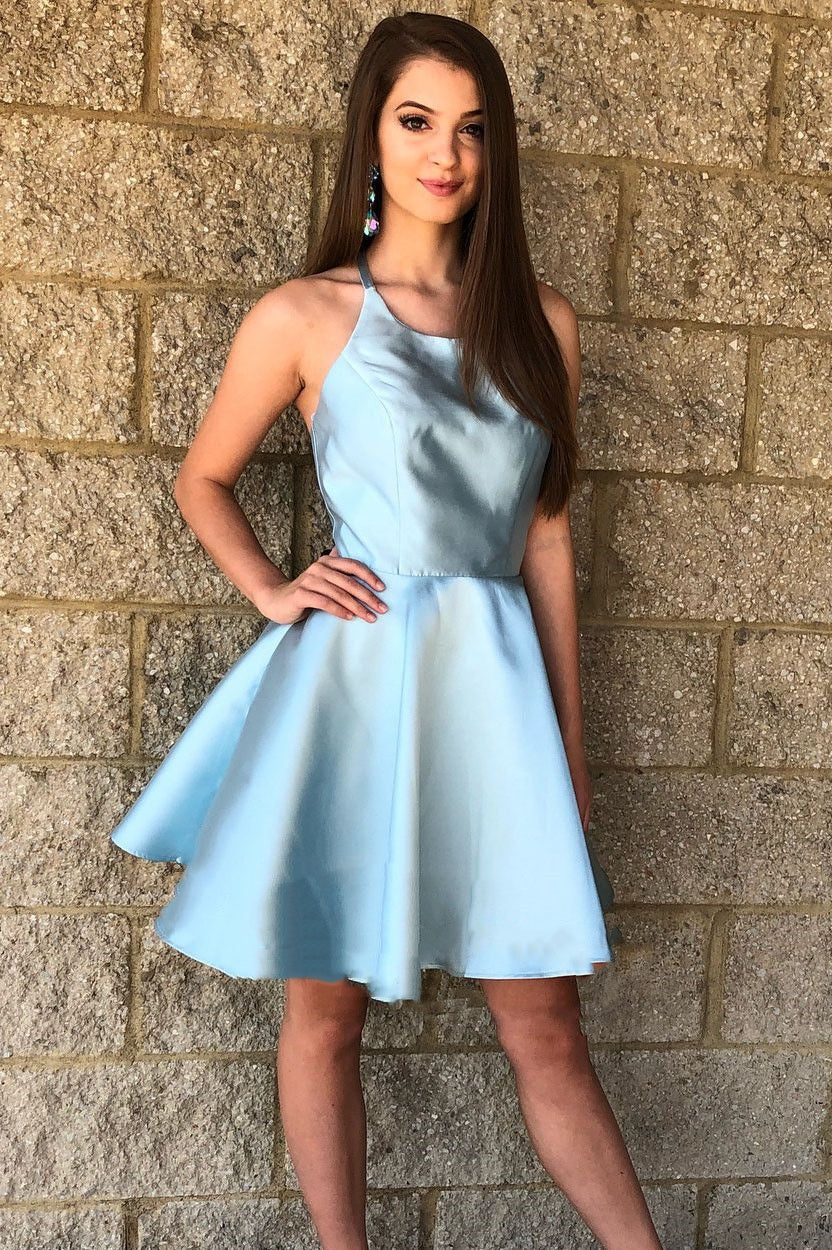 Sky Blue Sleeveless A-Line Mini Homecoming Dresses Simple atmospheric beautiful and unique design