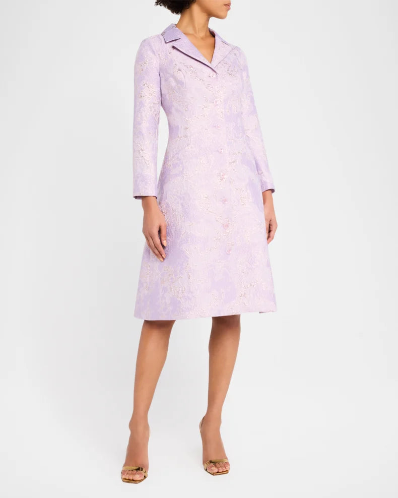 A-Line Metallic Jacquard Coat Dress Beautiful and charming simple and unique design