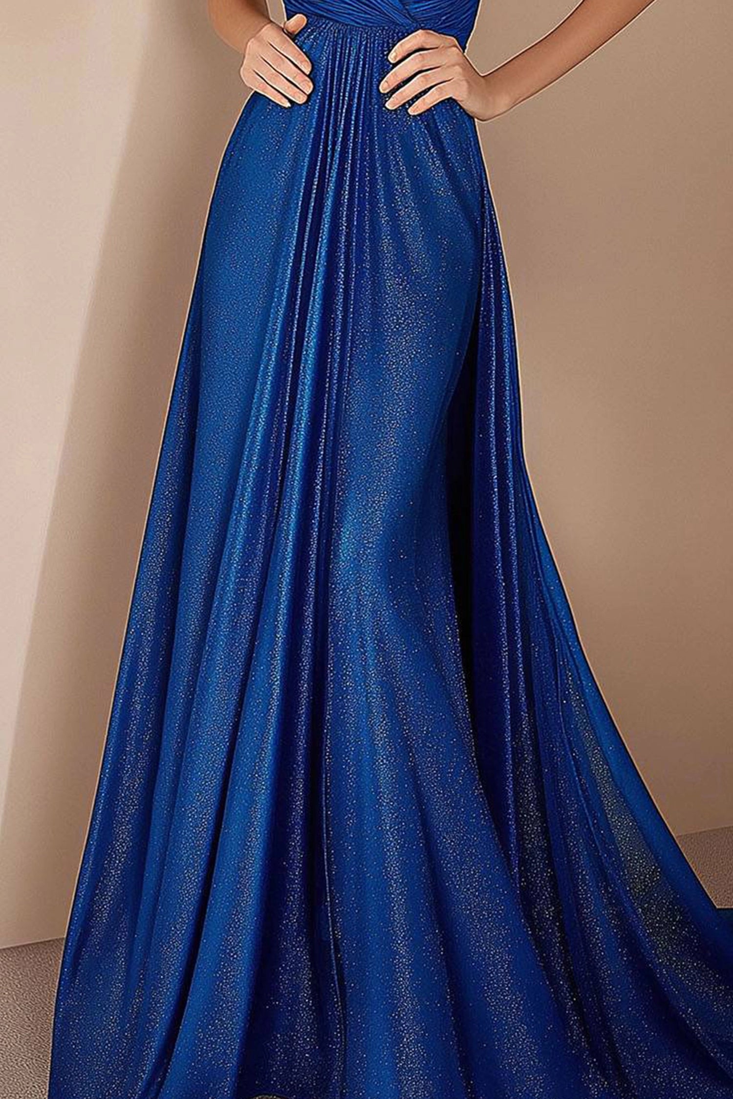 Simple beautiful generous and full of charm Evening Prom Blue Dress Off Shoulder Pleated Glitter Floor Length Dress