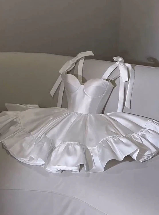 White Homecoming Dress Short Party Dress
