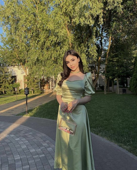 Simple Long  Bridesmaid Evening Party Dress Modest Formal Dresses