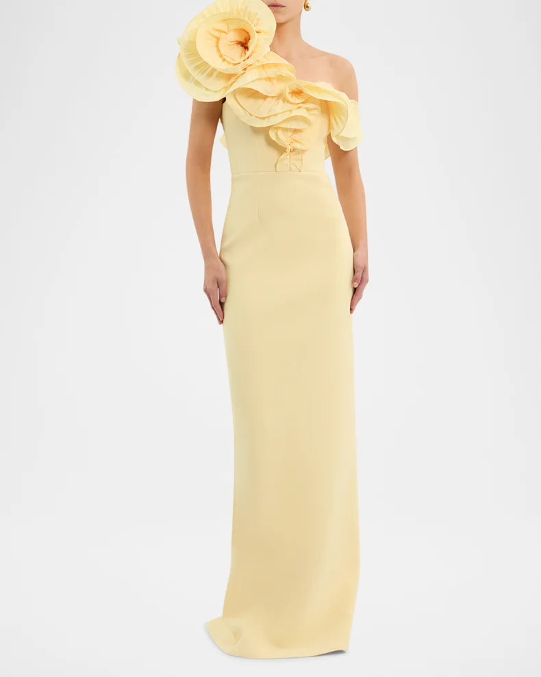 Charming and unique design Beautiful generous simple Lulu One-Shoulder Ruffle Column Gown