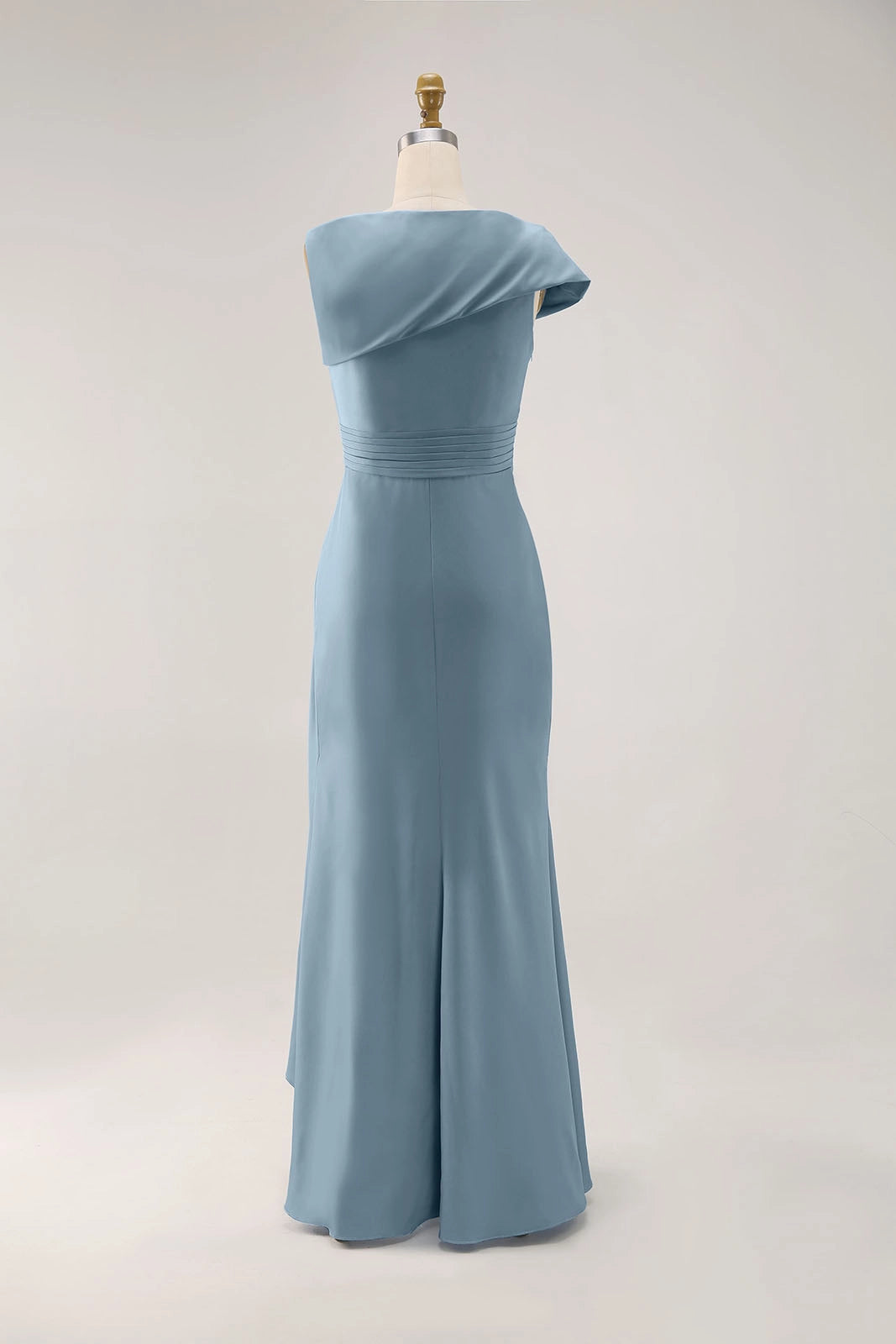 Simple beautiful generous and full of charm Prom Dress Wedding Guest Dresses Light Blue Pleated Maxi Mother of Bride Dresses