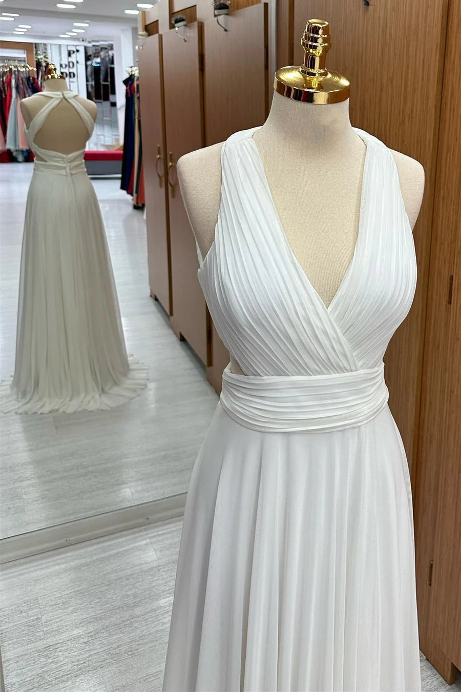 Halter Cutout Chiffon Wedding Guest Dress  Simple gentle grand and beautiful
