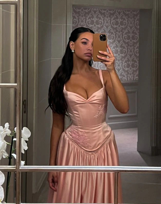 Elegant Satin A-Line Long Evening Dress Bridesmaid Dress