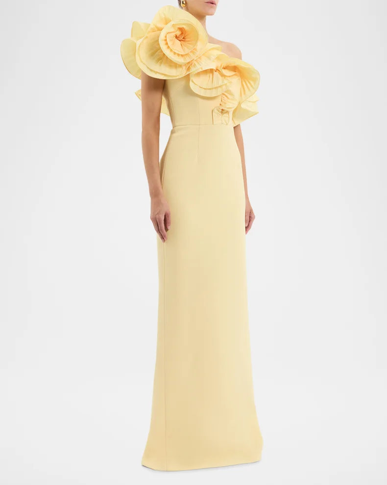 Charming and unique design Beautiful generous simple Lulu One-Shoulder Ruffle Column Gown