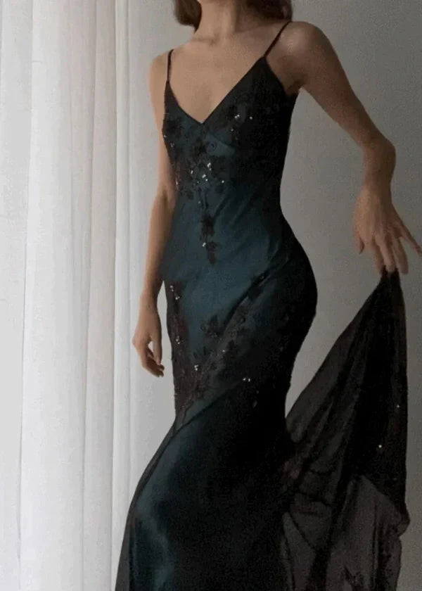 Sparkly Mermaid Sleeveless Spaghetti Straps Long Prom Dress Simple atmospheric beautiful and unique desig