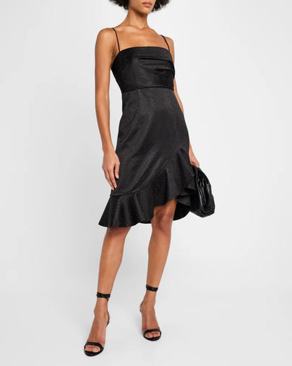 Sleeveless Rhinestone Satin Dress Charming and unique design Beautiful generous simple