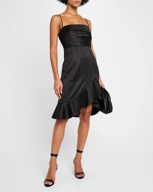 Sleeveless Rhinestone Satin Dress Charming and unique design Beautiful generous simple