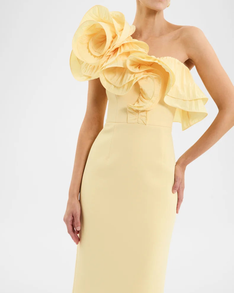 Charming and unique design Beautiful generous simple Lulu One-Shoulder Ruffle Column Gown