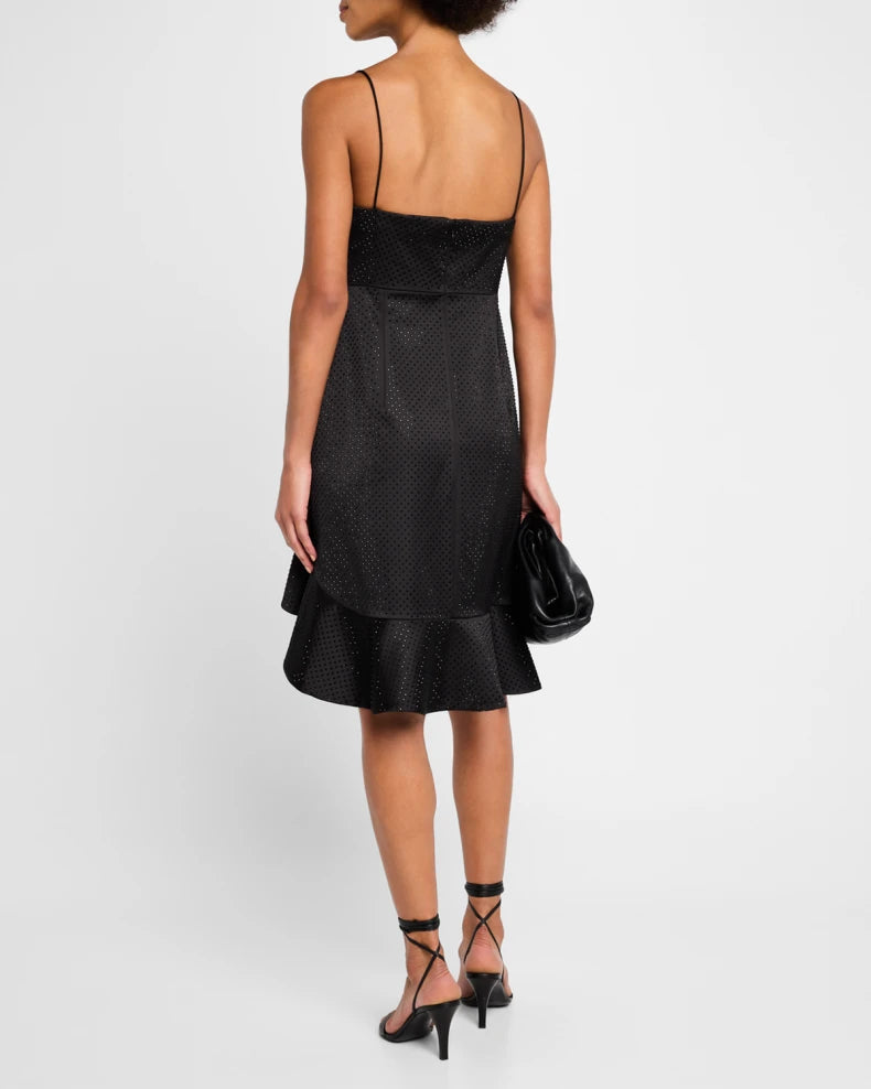 Sleeveless Rhinestone Satin Dress Charming and unique design Beautiful generous simple