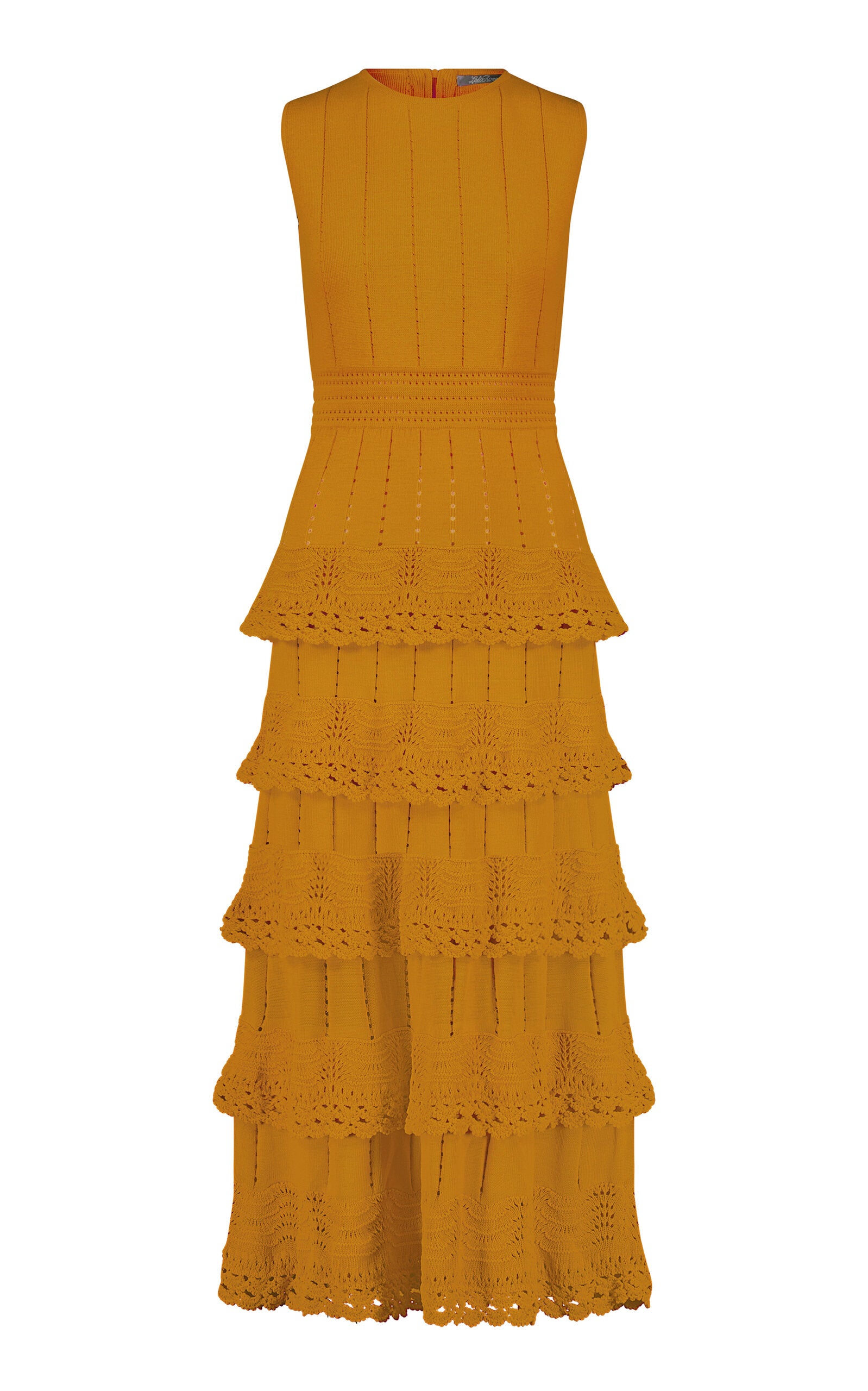 Ladies' Spring And Summer Vacation Dating Pleat Tie Piper Crocheted Cotton-Blend Knit Maxi Dress