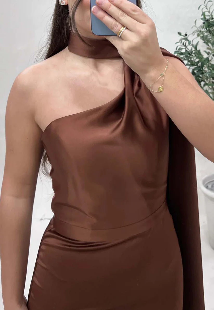 One Sho ulder Sleeveless Sleek Fitted Mermaid Formal Dress simple gentle atmospheric and unique desi Bring summer colors to enhance whiteness