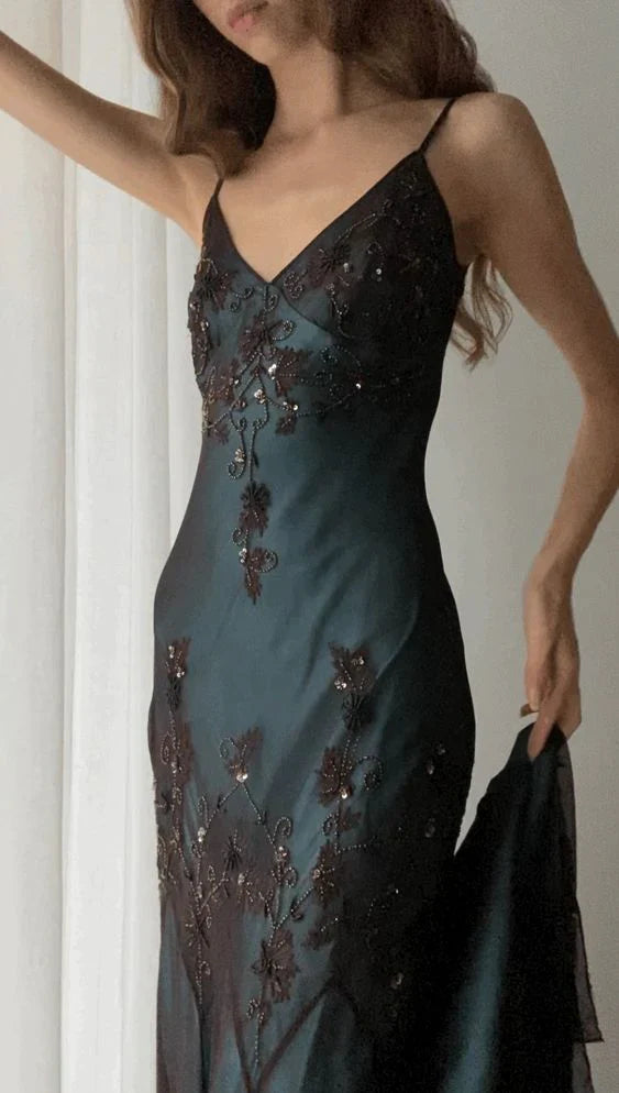 Sparkly Mermaid Sleeveless Spaghetti Straps Long Prom Dress Simple atmospheric beautiful and unique desig