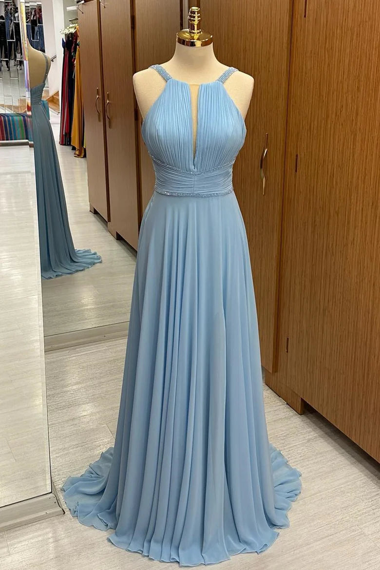 Halter Cutout Chiffon Wedding Guest Dress  Simple gentle grand and beautiful