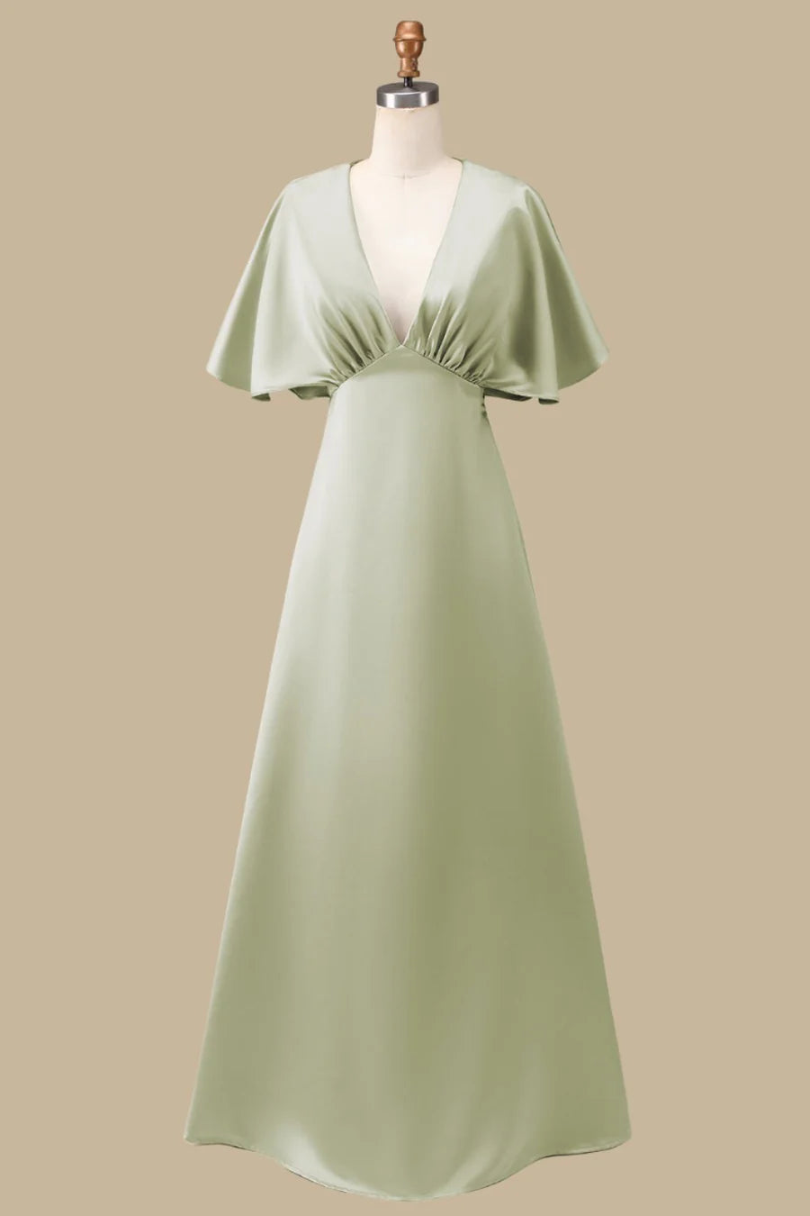 V Maxi Dress with Half Sleeves Simple gentle and grand
