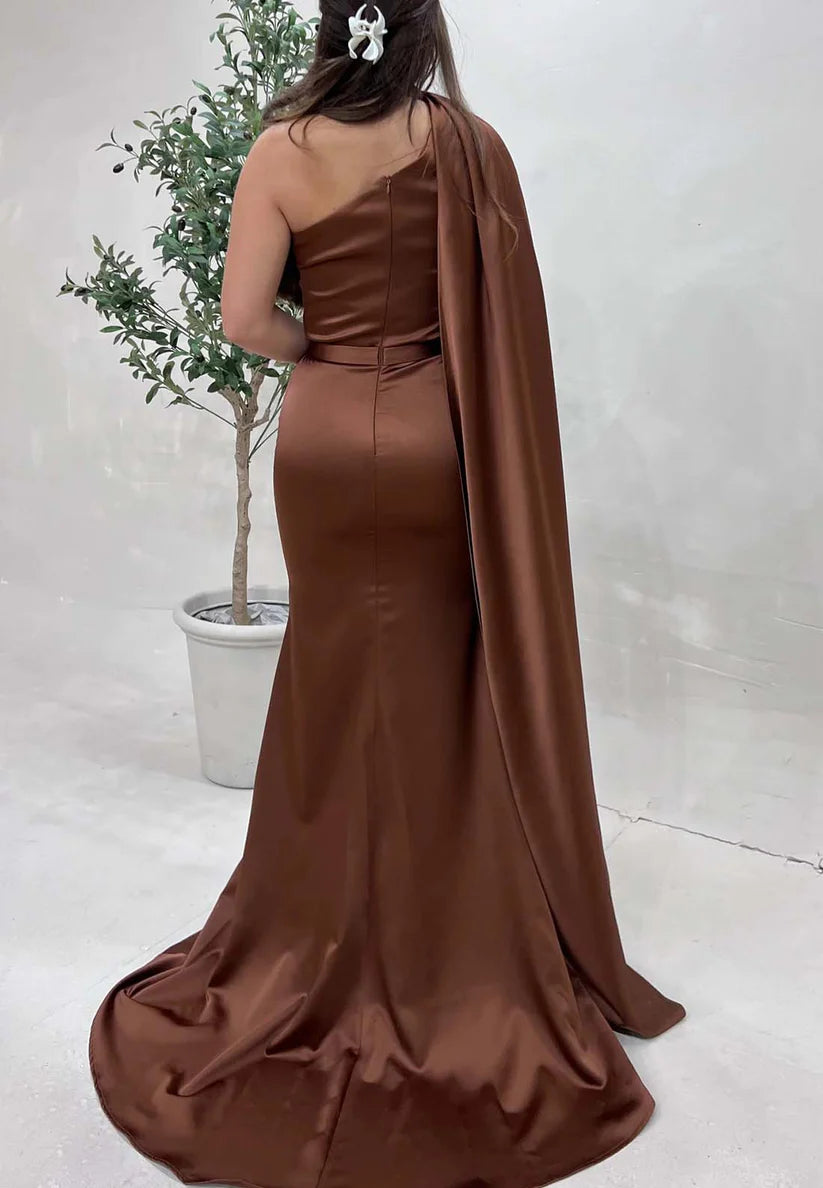 One Sho ulder Sleeveless Sleek Fitted Mermaid Formal Dress simple gentle atmospheric and unique desi Bring summer colors to enhance whiteness