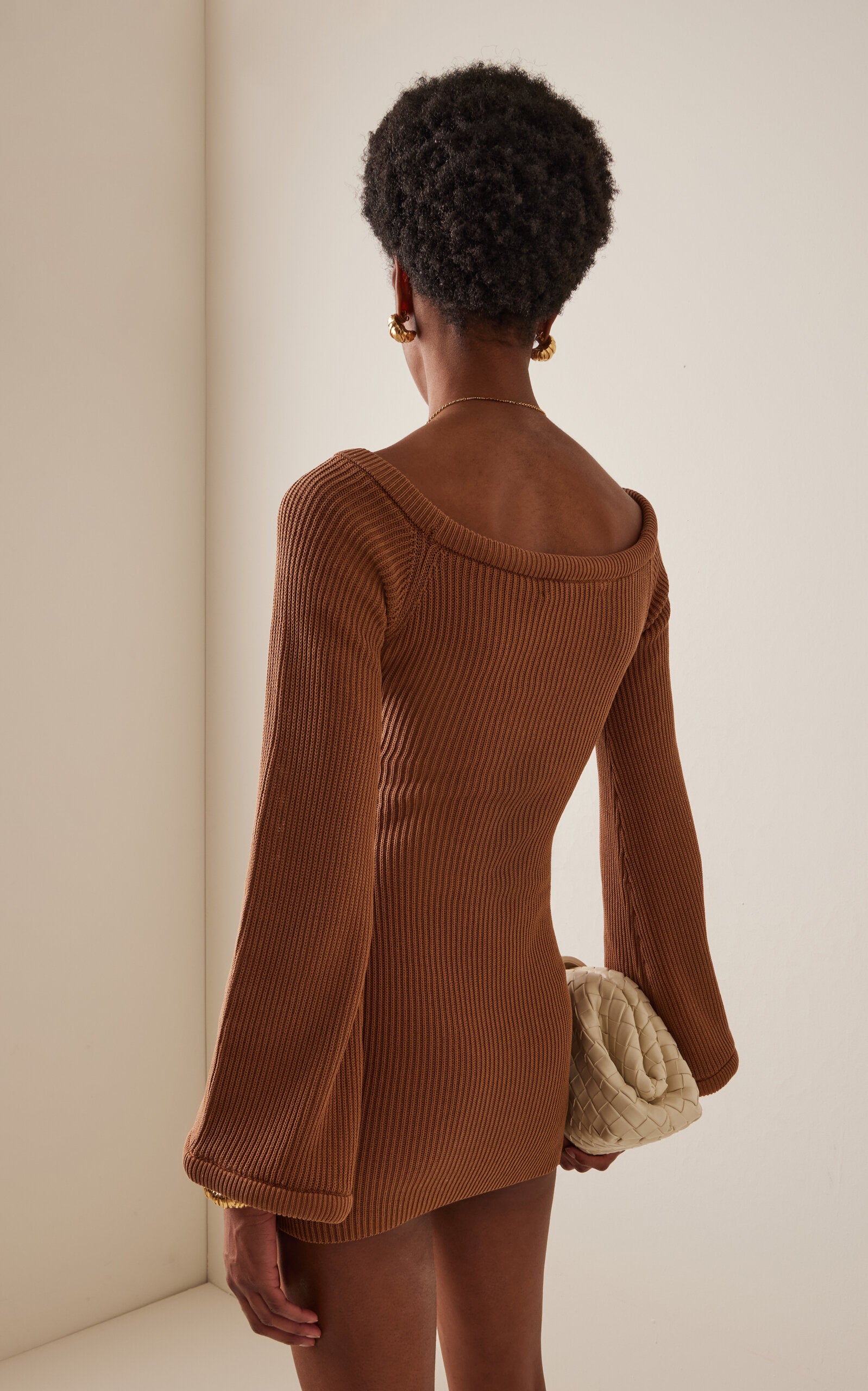 Eos Knit Silk-Cotton Mini Dress Simple gentle beautiful and grand