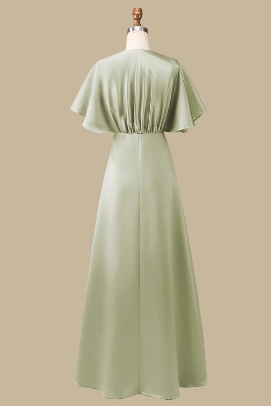 V Maxi Dress with Half Sleeves Simple gentle and grand