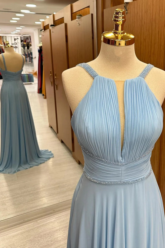 Halter Cutout Chiffon Wedding Guest Dress  Simple gentle grand and beautiful