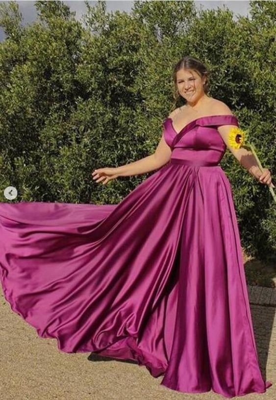 Off Shoulder A-line Long Prom Dresses Fashion Formal Dress