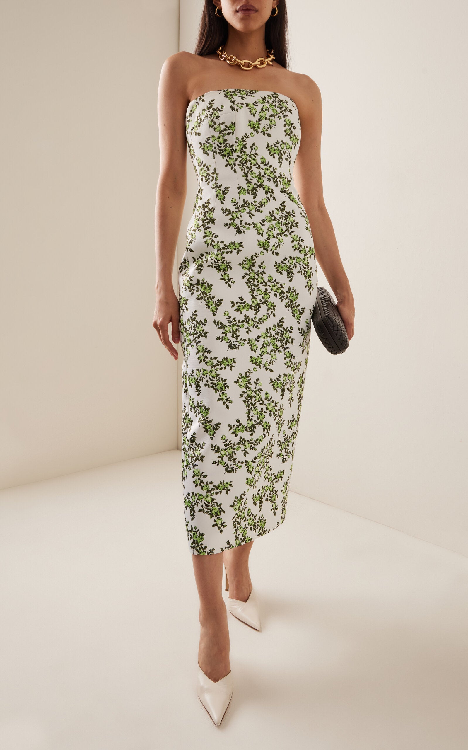 Strapless Taffeta Midi Dress Full of charm simple and atmospheric