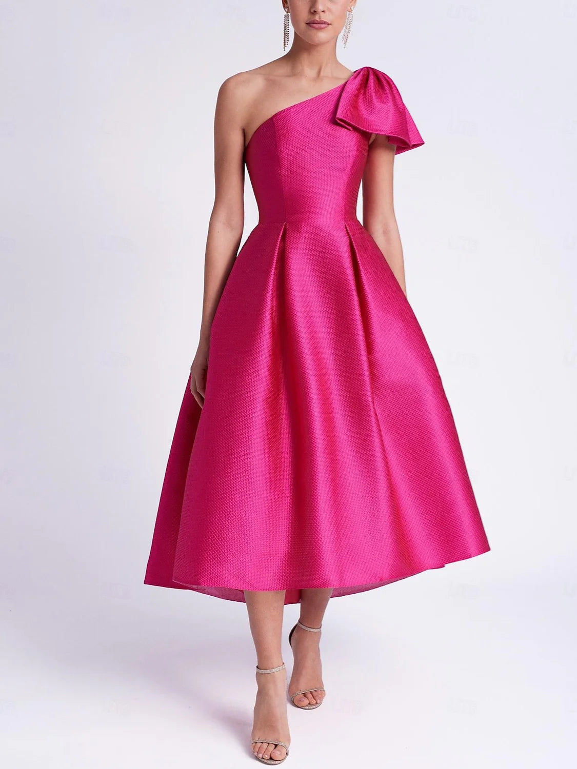 Princess One Shoulder Sleeveless Tea-Length Cocktail Dresses With Pocket Simple gentle beautiful and unique design