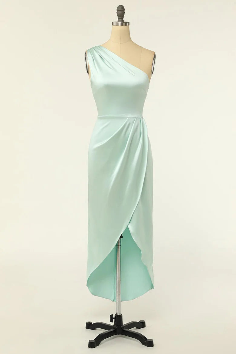 Satin One-Shoulder Bridesmaid Dress Gentle beautiful and generous