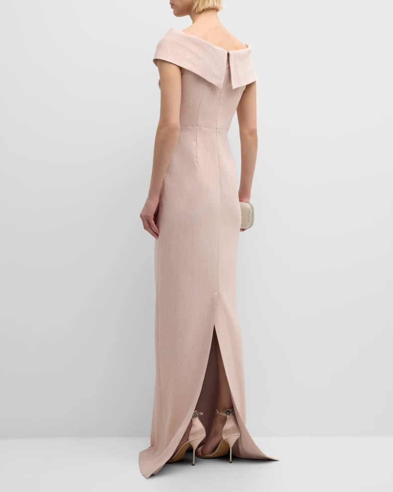 Jacquard Off-Shoulder Twist Gown Beautiful and charming simple and unique design