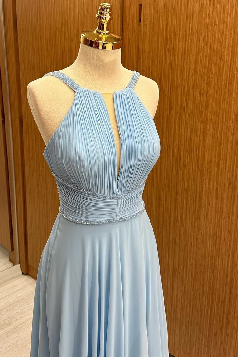 Halter Cutout Chiffon Wedding Guest Dress  Simple gentle grand and beautiful