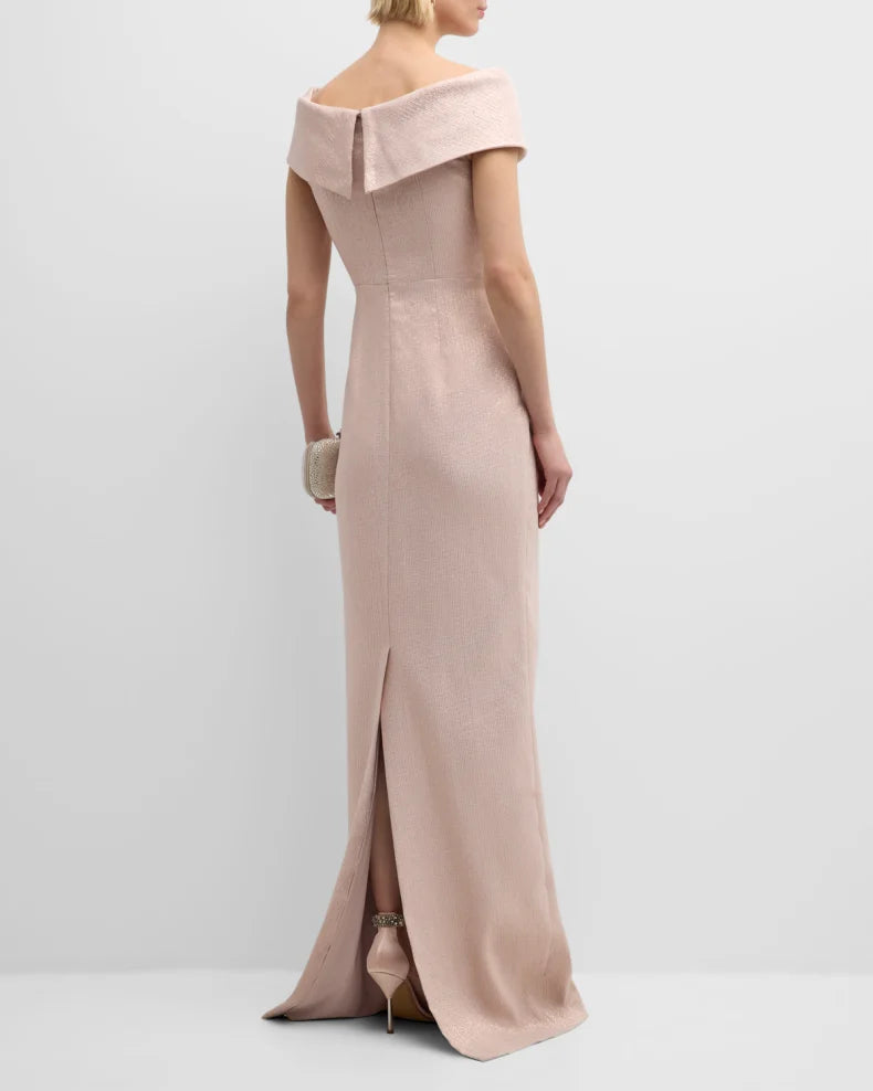 Jacquard Off-Shoulder Twist Gown Beautiful and charming simple and unique design