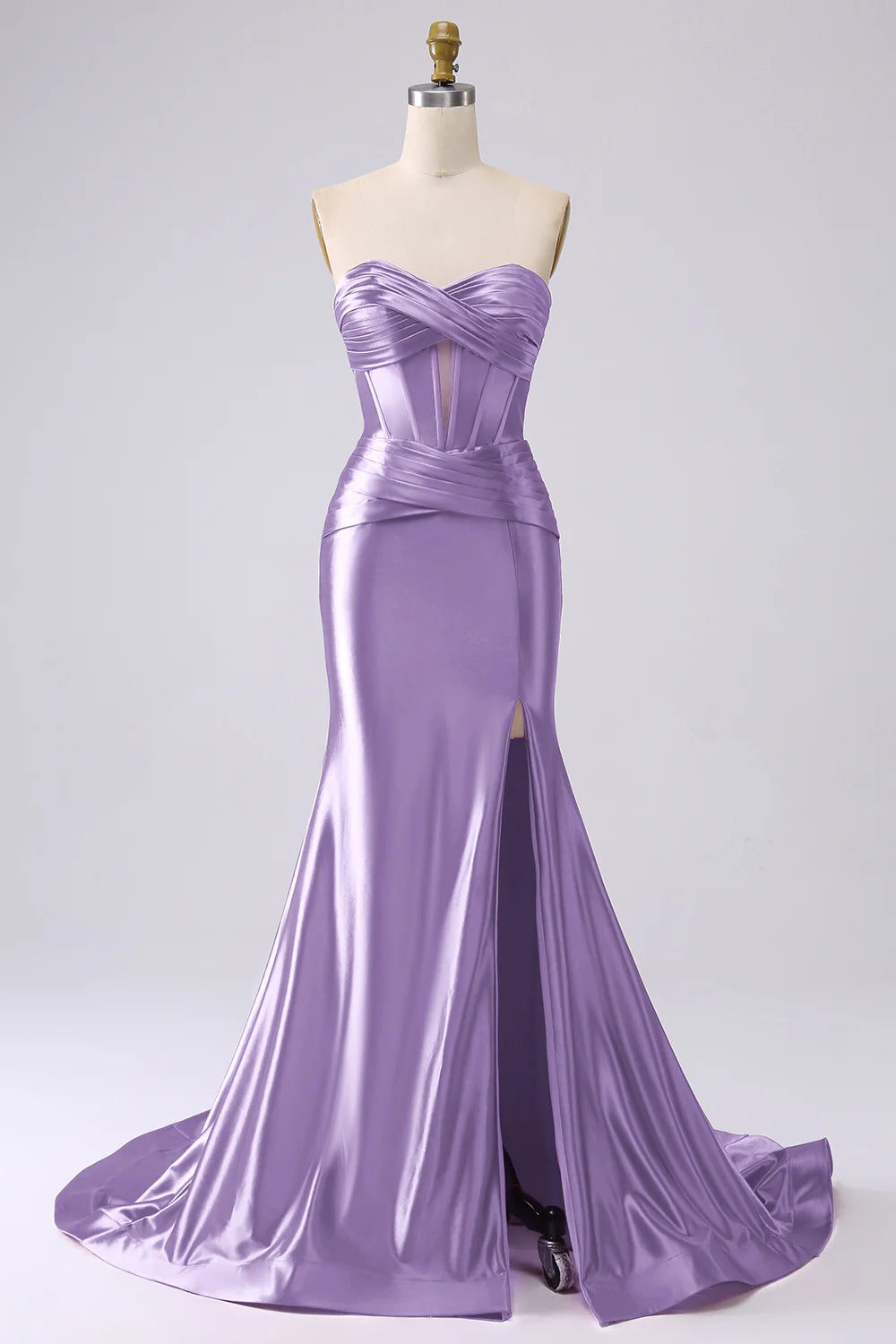 Sparkly Mermaid Sweetheart Corset Royal Blue Long Prom Dress with Slit