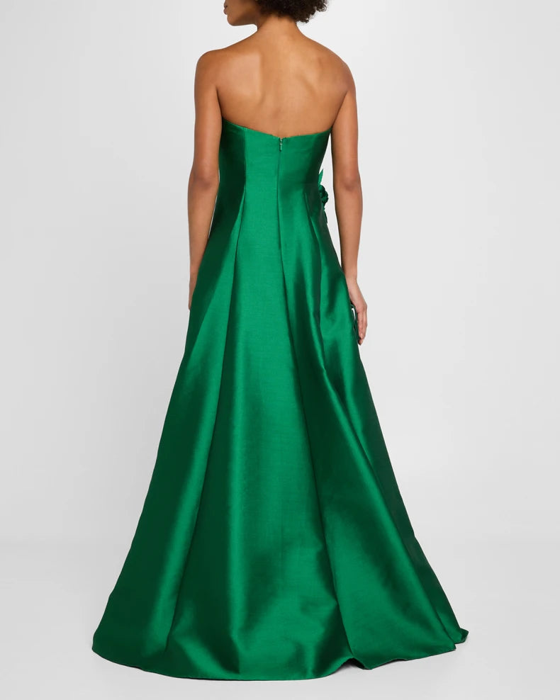 Strapless Floral Applique Gazar Gown Charming and unique design Beautiful generous simple