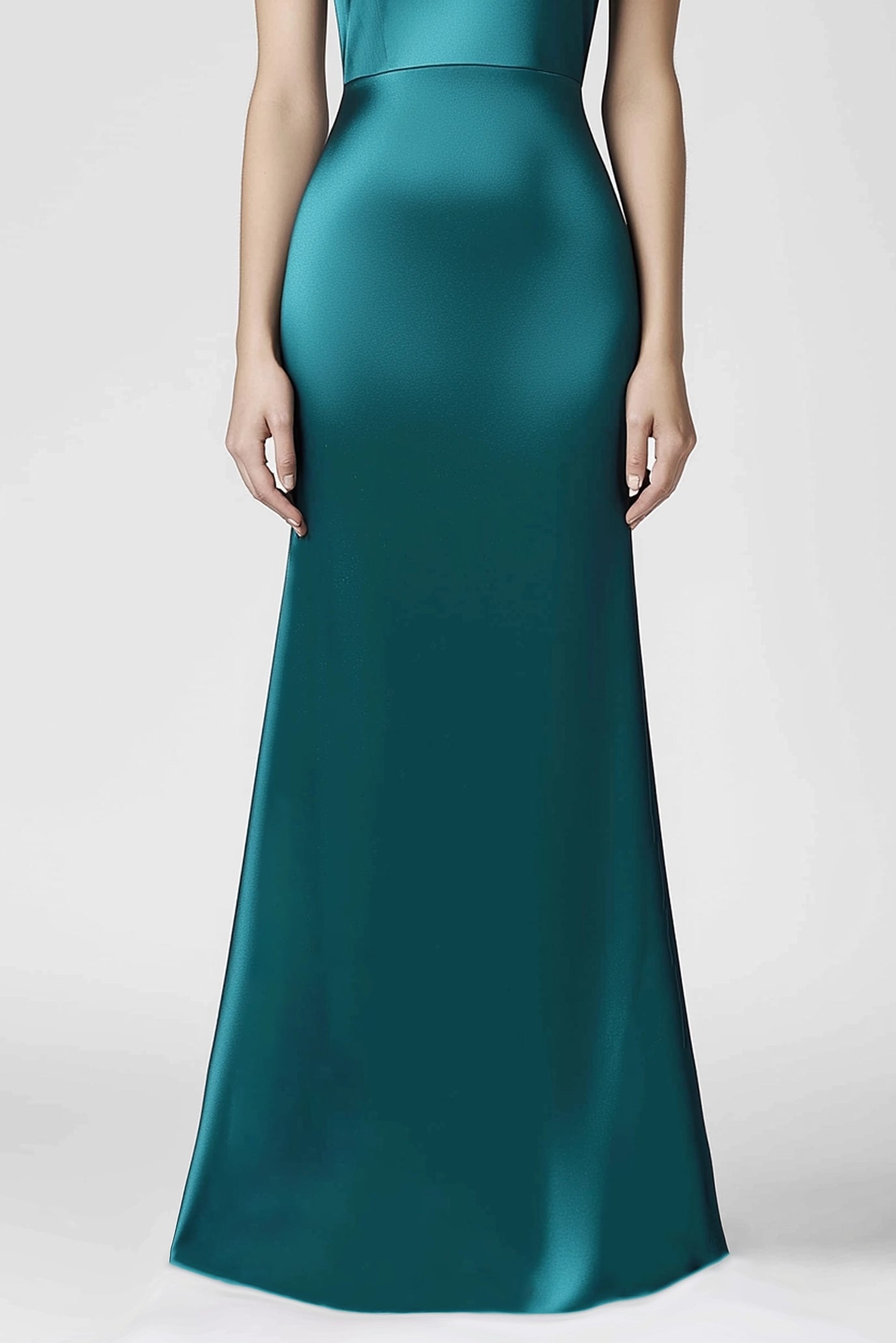 Formal Evening Halter Neck Dress Green Satin Sleeveless Floor-Length Dress