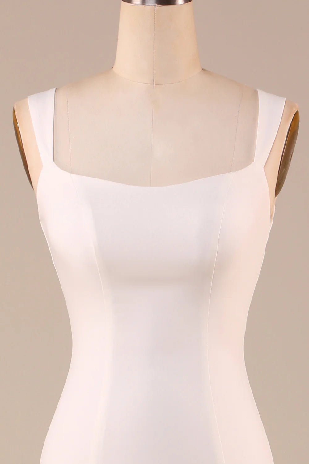 Ivory Mermaid Square Neck Sweep Train Wedding Dress