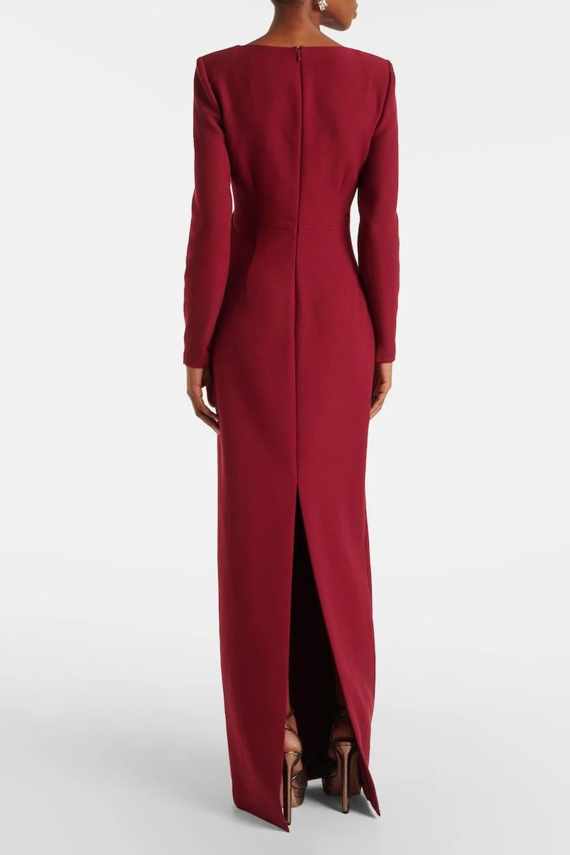 3D Flower Solid Long Sleeve Maxi Dress simple gentle atmospheric and unique desi Bring summer colors to enhance whiteness ﻿