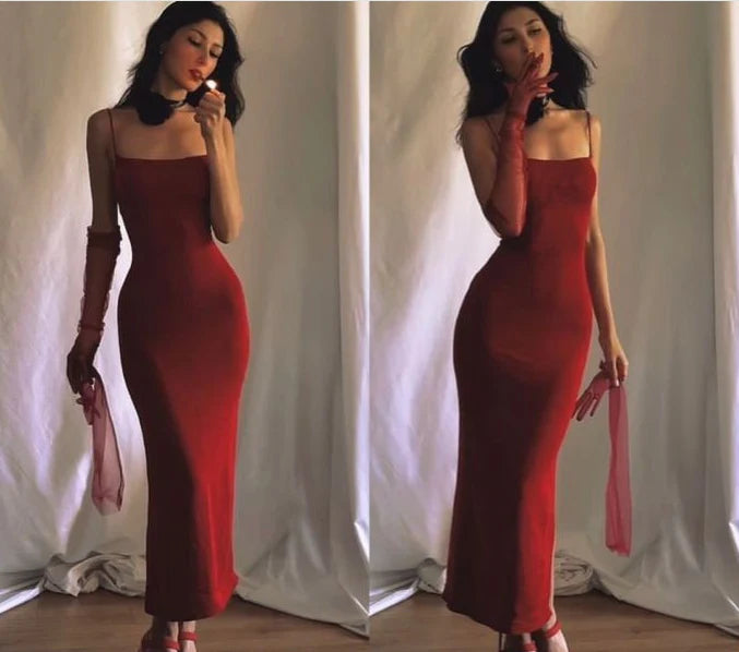 Mermaid Simple Spaghetti Straps New Burgundy Evening Prom Dresses