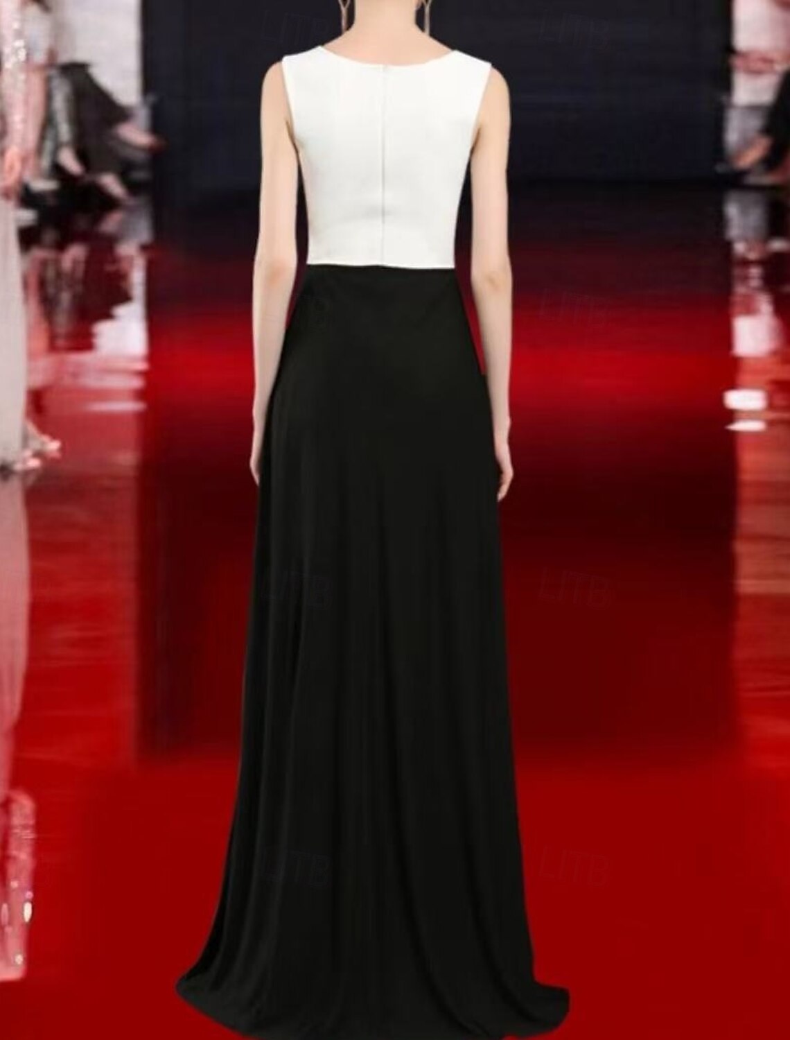 Mermaid / Trumpet Wedding Guest Dresses Elegant Dress Evening Party Black Tie Gala Floor Length Sleeveless Crew Neck Wednesday Addams Family Cotton Blend with Overskirt