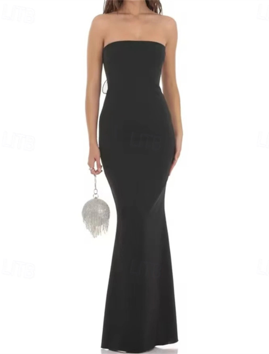 Mermaid / Trumpet Evening Gown Elegant Dress Evening Party Black Tie Gala Floor Length Sleeveless Sweetheart Wednesday Addams Family Cotton Blend Backless with Bow(s) Criss Cross Ruffles